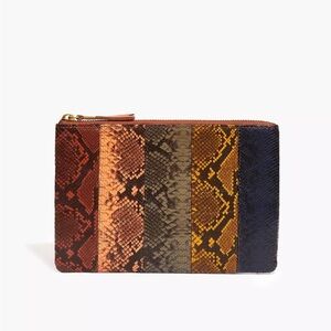Madewell The Snake-Embossed Leather Pouch Clutch